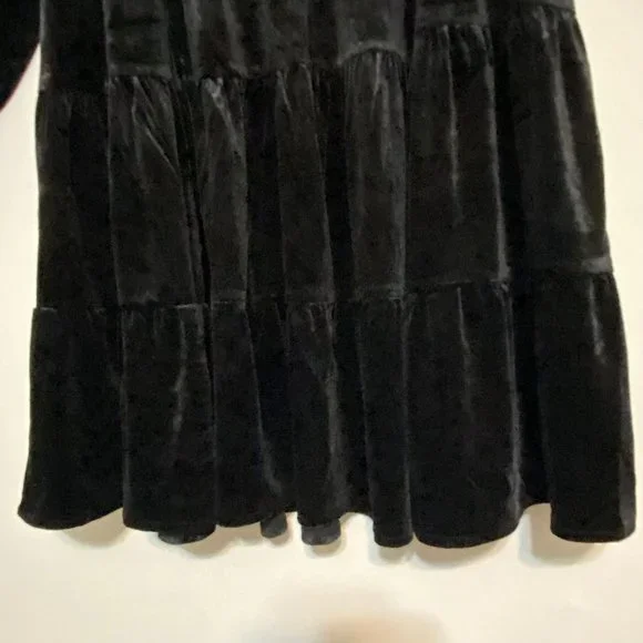 Lucy Paris Melissa Black Velvet Tiered Babydoll Dress - Picture 10 of 16